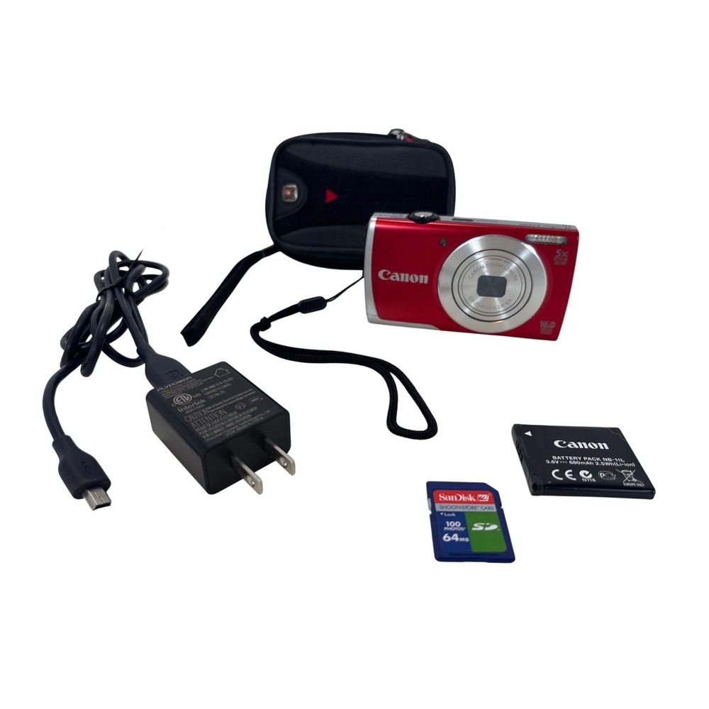 Canon PowerShot A2300 Red 16.0MP Digital Camera Bundle 64MB SD Case PC1963